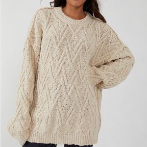 Free People Isla Cable Knit Tunic Sweater (XS)